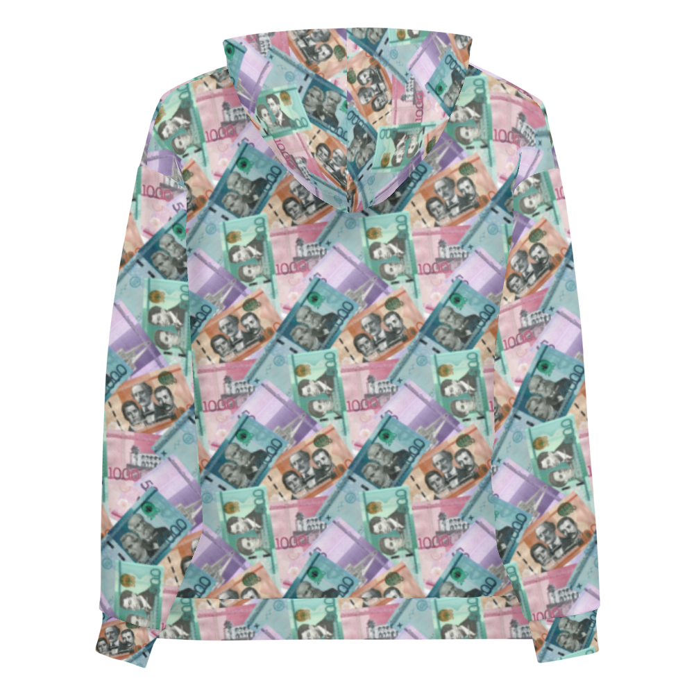 Dominican Pesos All Over Print Unisex Hoodie  - 2020 - DominicanGirlfriend.com - Frases Dominicanas - República Dominicana Lifestyle Graphic T-Shirts Streetwear & Accessories - New York - Bronx - Washington Heights - Miami - Florida - Boca Chica - USA - Dominican Clothing
