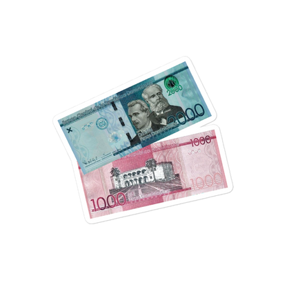 1000 y 2000 Dominican Pesos Bubble-Free Stickers  - 2020 - DominicanGirlfriend.com - Frases Dominicanas - República Dominicana Lifestyle Graphic T-Shirts Streetwear & Accessories - New York - Bronx - Washington Heights - Miami - Florida - Boca Chica - USA - Dominican Clothing