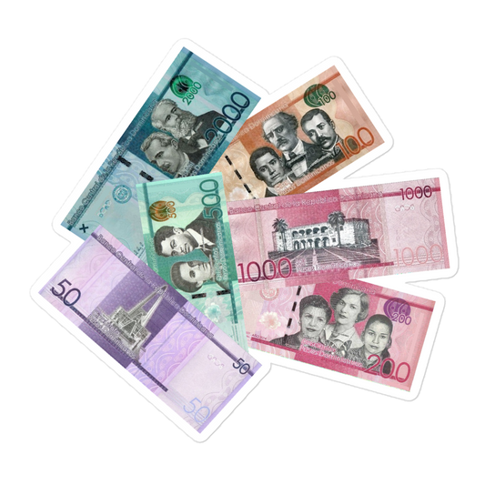 Dominican Pesos Bubble-Free Stickers  - 2020 - DominicanGirlfriend.com - Frases Dominicanas - República Dominicana Lifestyle Graphic T-Shirts Streetwear & Accessories - New York - Bronx - Washington Heights - Miami - Florida - Boca Chica - USA - Dominican Clothing