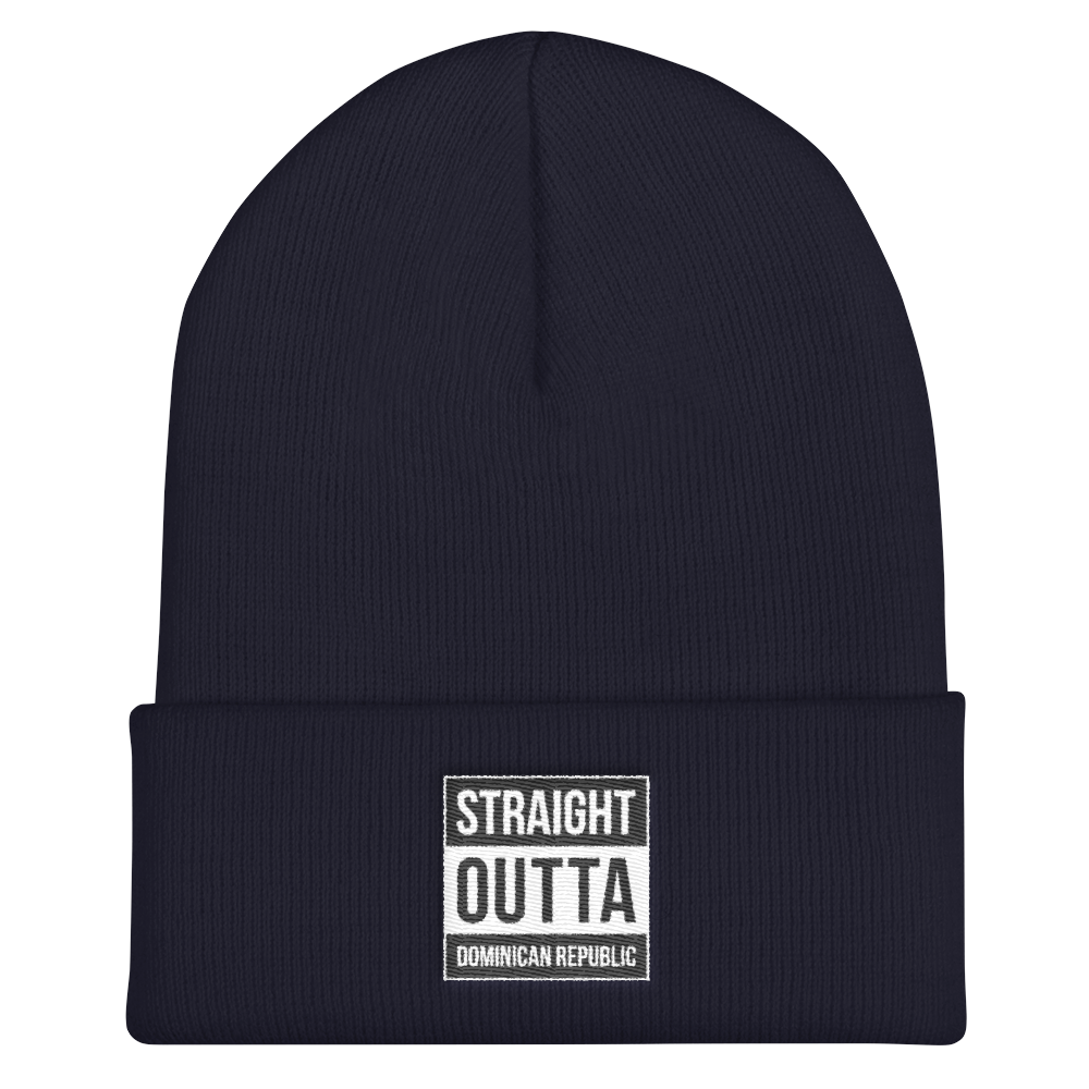 Straight Outta Dominican Republic Cuffed Beanie  - 2020 - DominicanGirlfriend.com - Frases Dominicanas - República Dominicana Lifestyle Graphic T-Shirts Streetwear & Accessories - New York - Bronx - Washington Heights - Miami - Florida - Boca Chica - USA - Dominican Clothing