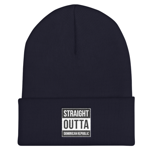 Straight Outta Dominican Republic Cuffed Beanie  - 2020 - DominicanGirlfriend.com - Frases Dominicanas - República Dominicana Lifestyle Graphic T-Shirts Streetwear & Accessories - New York - Bronx - Washington Heights - Miami - Florida - Boca Chica - USA - Dominican Clothing