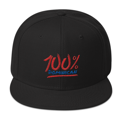 100% Dominican Snapback Hat  - 2020 - DominicanGirlfriend.com - Frases Dominicanas - República Dominicana Lifestyle Graphic T-Shirts Streetwear & Accessories - New York - Bronx - Washington Heights - Miami - Florida - Boca Chica - USA - Dominican Clothing