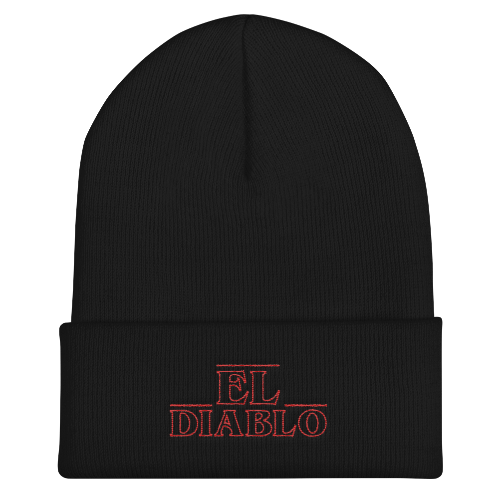 El Diablo Cuffed Beanie  - 2020 - DominicanGirlfriend.com - Frases Dominicanas - República Dominicana Lifestyle Graphic T-Shirts Streetwear & Accessories - New York - Bronx - Washington Heights - Miami - Florida - Boca Chica - USA - Dominican Clothing