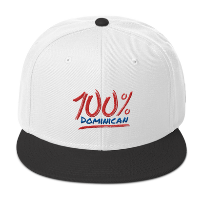 100% Dominican Snapback Hat  - 2020 - DominicanGirlfriend.com - Frases Dominicanas - República Dominicana Lifestyle Graphic T-Shirts Streetwear & Accessories - New York - Bronx - Washington Heights - Miami - Florida - Boca Chica - USA - Dominican Clothing