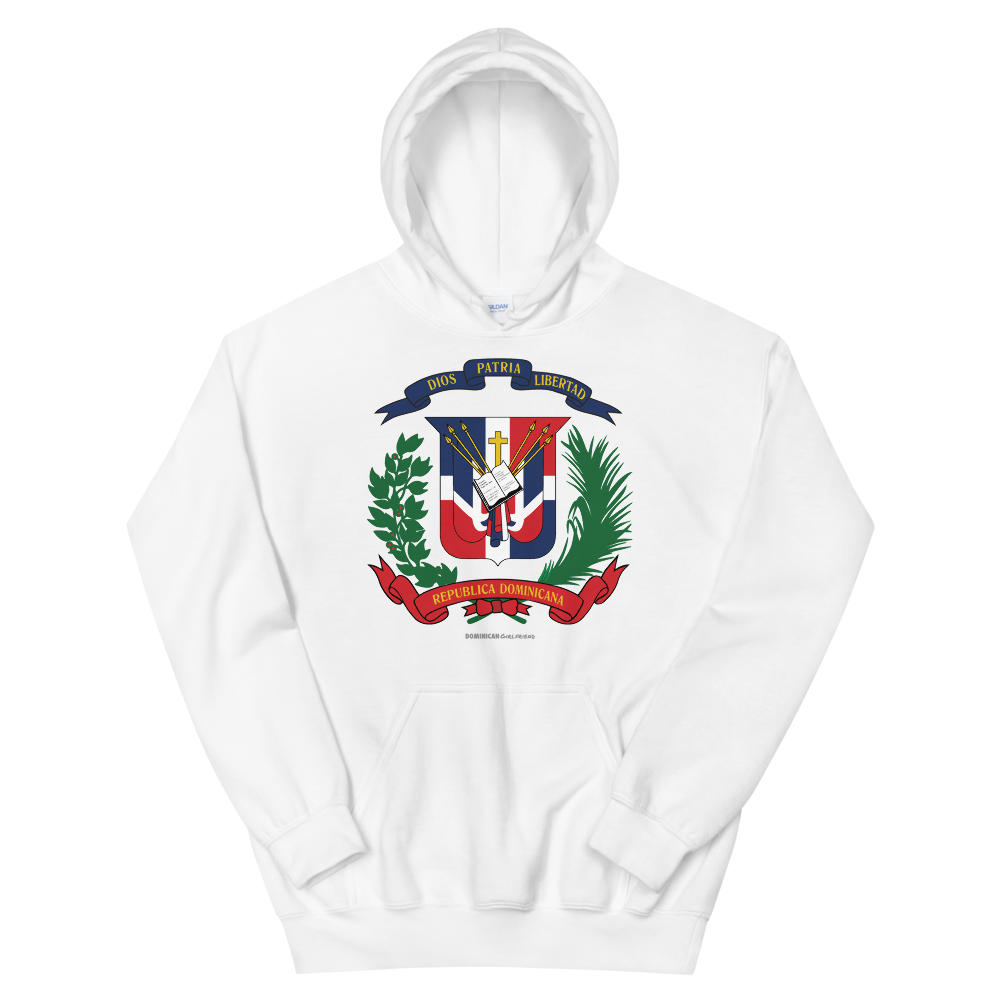 Escudo de la República Dominicana Unisex Hoodie  - 2020 - DominicanGirlfriend.com - Frases Dominicanas - República Dominicana Lifestyle Graphic T-Shirts Streetwear & Accessories - New York - Bronx - Washington Heights - Miami - Florida - Boca Chica - USA - Dominican Clothing