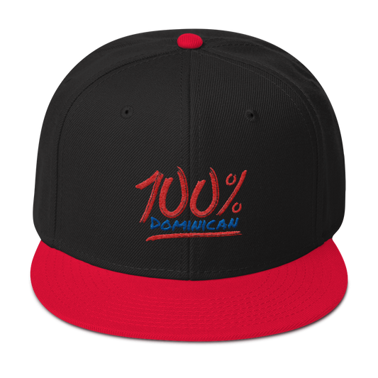 100% Dominican Snapback Hat  - 2020 - DominicanGirlfriend.com - Frases Dominicanas - República Dominicana Lifestyle Graphic T-Shirts Streetwear & Accessories - New York - Bronx - Washington Heights - Miami - Florida - Boca Chica - USA - Dominican Clothing