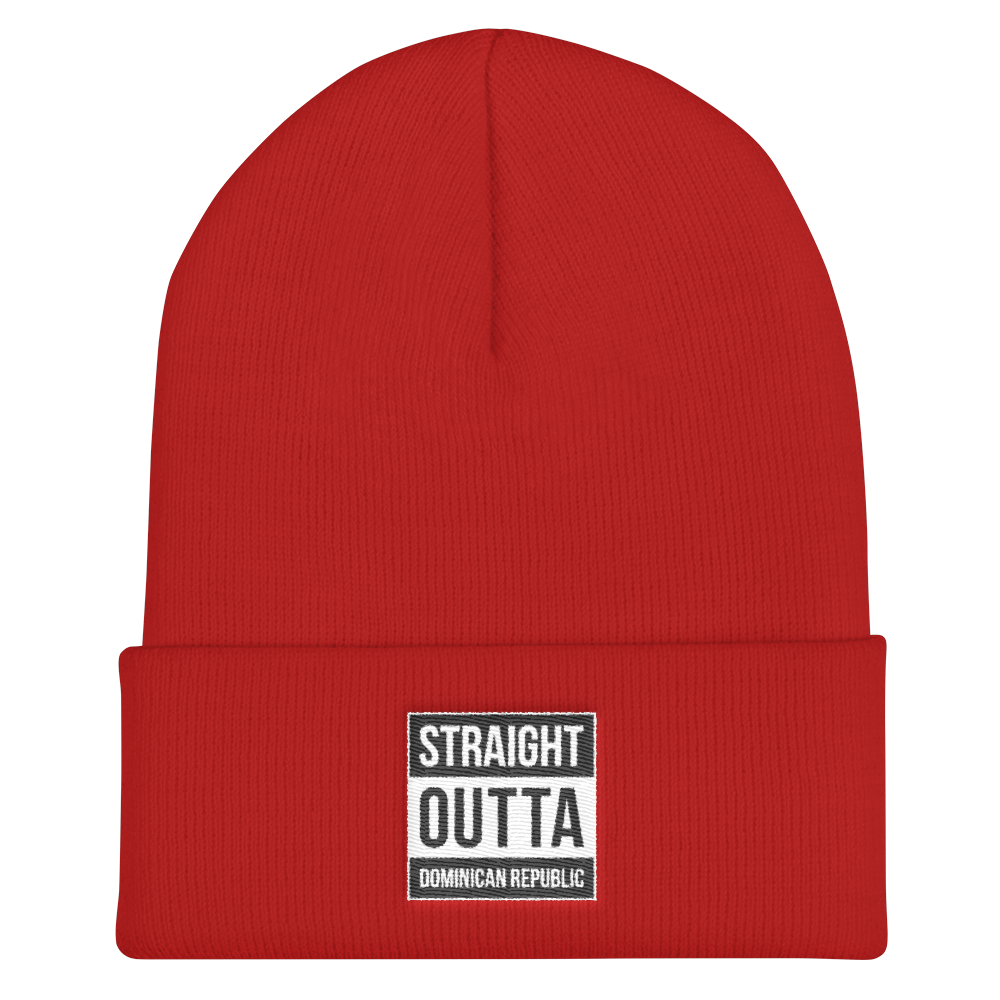 Straight Outta Dominican Republic Cuffed Beanie  - 2020 - DominicanGirlfriend.com - Frases Dominicanas - República Dominicana Lifestyle Graphic T-Shirts Streetwear & Accessories - New York - Bronx - Washington Heights - Miami - Florida - Boca Chica - USA - Dominican Clothing
