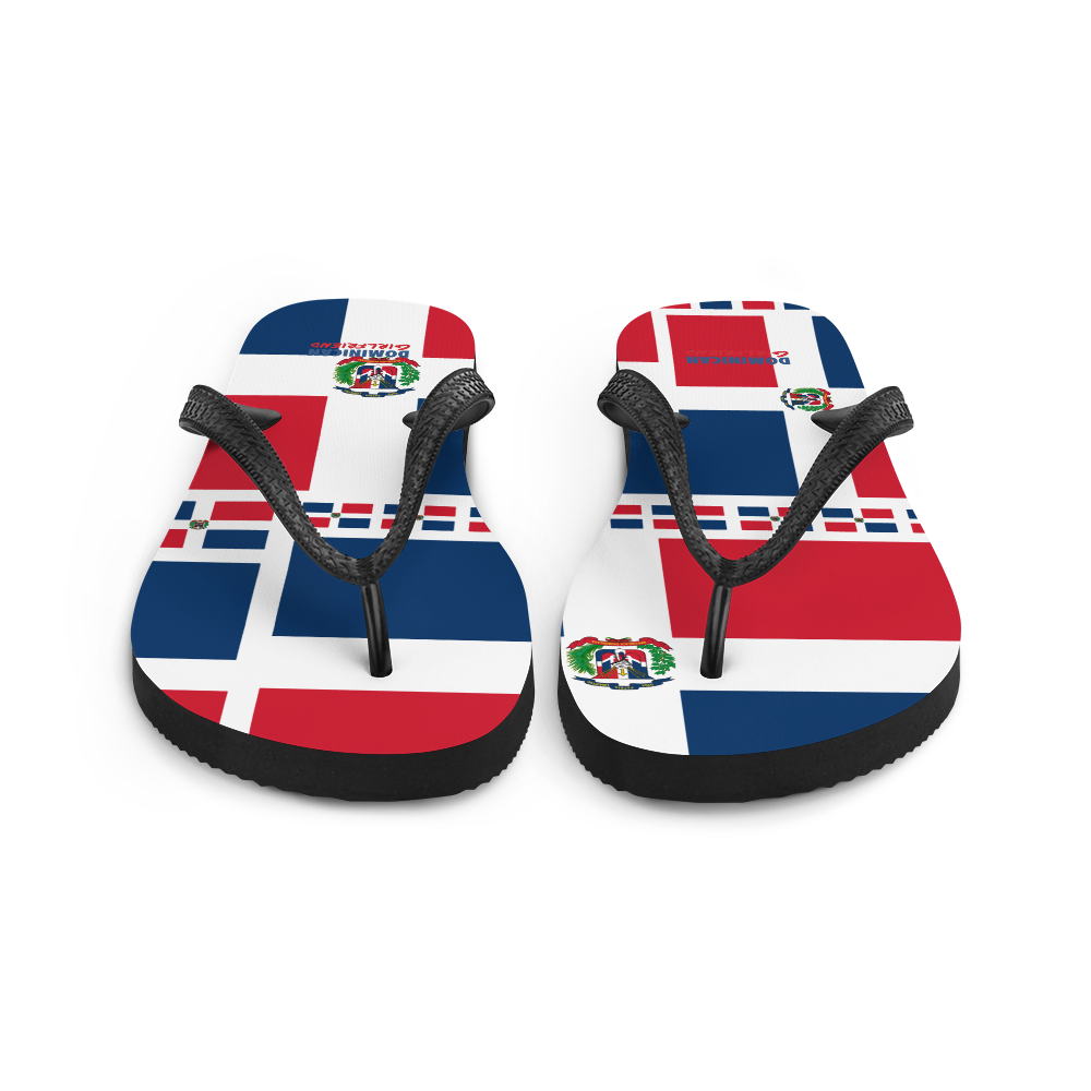 Dominican Republic Flag All-Over Collage Flip-Flops  - 2020 - DominicanGirlfriend.com - Frases Dominicanas - República Dominicana Lifestyle Graphic T-Shirts Streetwear & Accessories - New York - Bronx - Washington Heights - Miami - Florida - Boca Chica - USA - Dominican Clothing