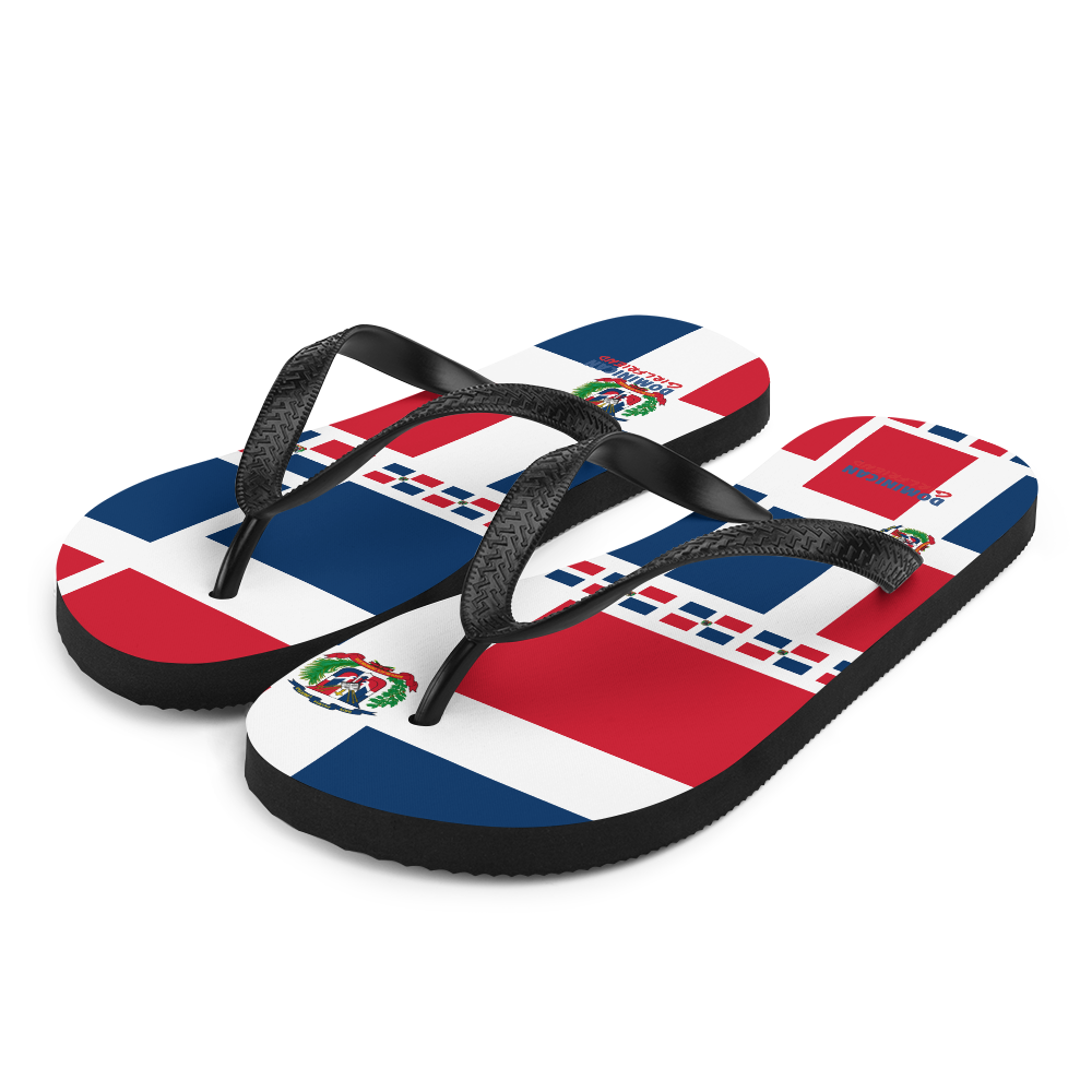 Dominican Republic Flag All-Over Collage Flip-Flops  - 2020 - DominicanGirlfriend.com - Frases Dominicanas - República Dominicana Lifestyle Graphic T-Shirts Streetwear & Accessories - New York - Bronx - Washington Heights - Miami - Florida - Boca Chica - USA - Dominican Clothing