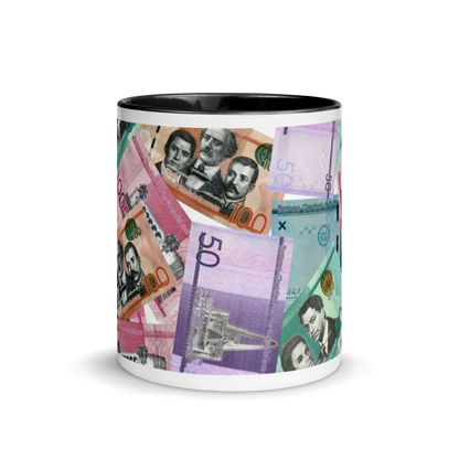 Dominican Pesos Mug with Color Inside  - 2020 - DominicanGirlfriend.com - Frases Dominicanas - República Dominicana Lifestyle Graphic T-Shirts Streetwear & Accessories - New York - Bronx - Washington Heights - Miami - Florida - Boca Chica - USA - Dominican Clothing