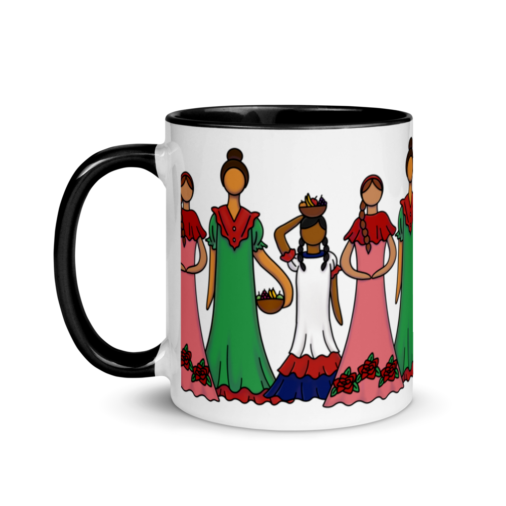 Dominican Faceless Dolls Mug with Color Inside  - 2020 - DominicanGirlfriend.com - Frases Dominicanas - República Dominicana Lifestyle Graphic T-Shirts Streetwear & Accessories - New York - Bronx - Washington Heights - Miami - Florida - Boca Chica - USA - Dominican Clothing