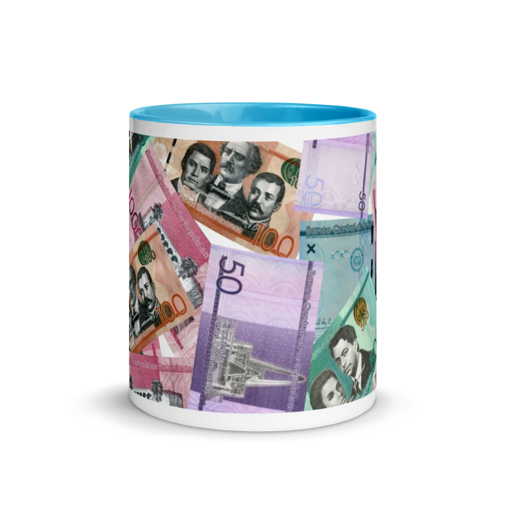 Dominican Pesos Mug with Color Inside  - 2020 - DominicanGirlfriend.com - Frases Dominicanas - República Dominicana Lifestyle Graphic T-Shirts Streetwear & Accessories - New York - Bronx - Washington Heights - Miami - Florida - Boca Chica - USA - Dominican Clothing