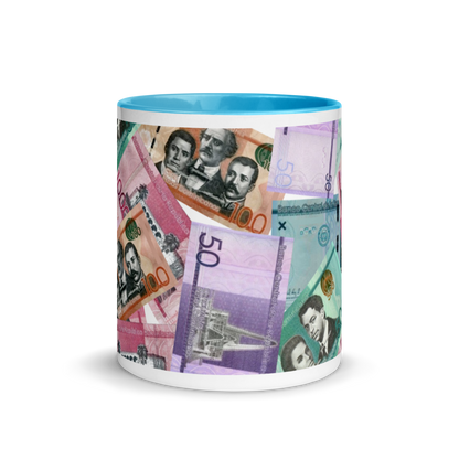 Dominican Pesos Mug with Color Inside  - 2020 - DominicanGirlfriend.com - Frases Dominicanas - República Dominicana Lifestyle Graphic T-Shirts Streetwear & Accessories - New York - Bronx - Washington Heights - Miami - Florida - Boca Chica - USA - Dominican Clothing