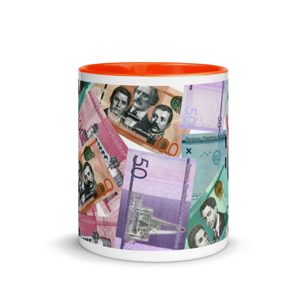 Dominican Pesos Mug with Color Inside  - 2020 - DominicanGirlfriend.com - Frases Dominicanas - República Dominicana Lifestyle Graphic T-Shirts Streetwear & Accessories - New York - Bronx - Washington Heights - Miami - Florida - Boca Chica - USA - Dominican Clothing
