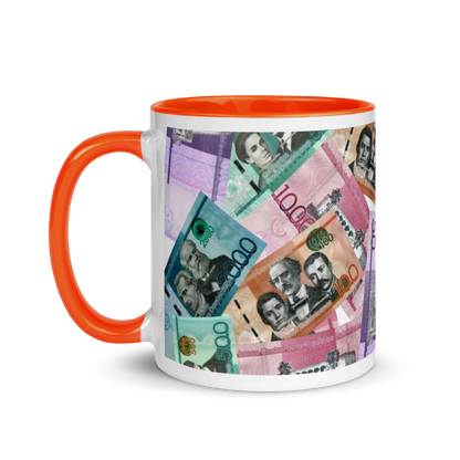 Dominican Pesos Mug with Color Inside  - 2020 - DominicanGirlfriend.com - Frases Dominicanas - República Dominicana Lifestyle Graphic T-Shirts Streetwear & Accessories - New York - Bronx - Washington Heights - Miami - Florida - Boca Chica - USA - Dominican Clothing