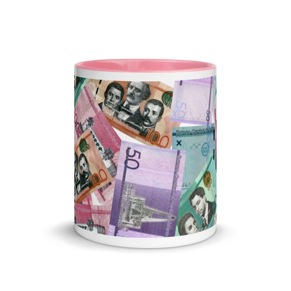 Dominican Pesos Mug with Color Inside  - 2020 - DominicanGirlfriend.com - Frases Dominicanas - República Dominicana Lifestyle Graphic T-Shirts Streetwear & Accessories - New York - Bronx - Washington Heights - Miami - Florida - Boca Chica - USA - Dominican Clothing