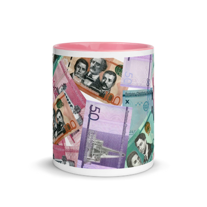 Dominican Pesos Mug with Color Inside  - 2020 - DominicanGirlfriend.com - Frases Dominicanas - República Dominicana Lifestyle Graphic T-Shirts Streetwear & Accessories - New York - Bronx - Washington Heights - Miami - Florida - Boca Chica - USA - Dominican Clothing