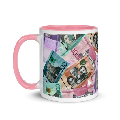Dominican Pesos Mug with Color Inside  - 2020 - DominicanGirlfriend.com - Frases Dominicanas - República Dominicana Lifestyle Graphic T-Shirts Streetwear & Accessories - New York - Bronx - Washington Heights - Miami - Florida - Boca Chica - USA - Dominican Clothing