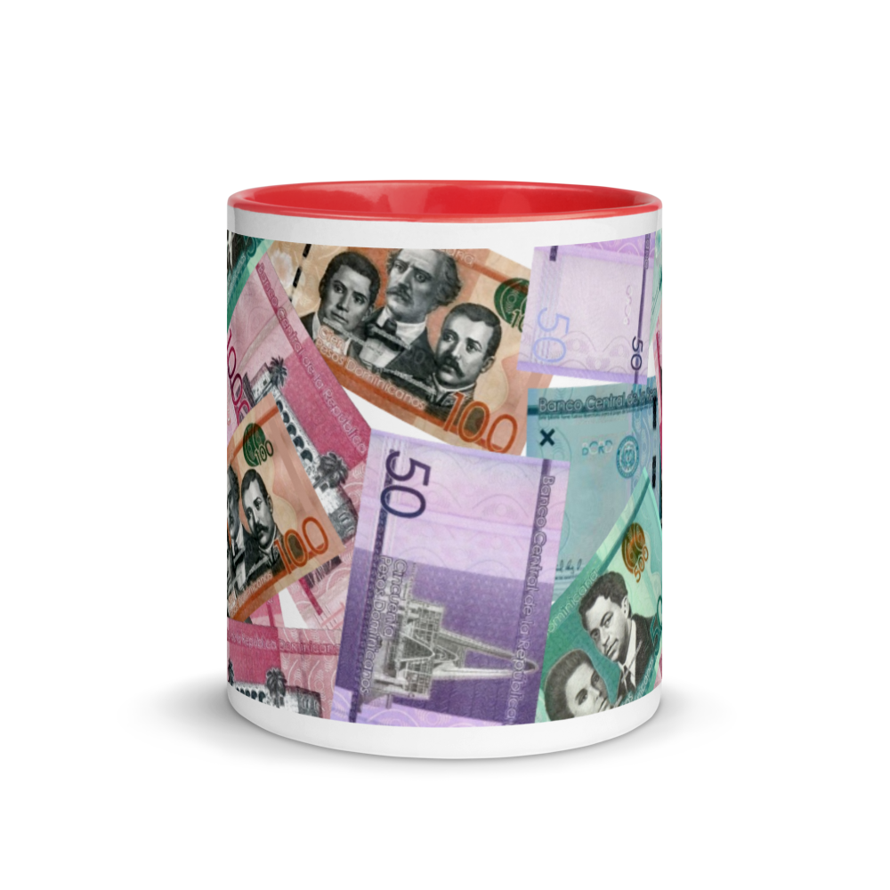 Dominican Pesos Mug with Color Inside  - 2020 - DominicanGirlfriend.com - Frases Dominicanas - República Dominicana Lifestyle Graphic T-Shirts Streetwear & Accessories - New York - Bronx - Washington Heights - Miami - Florida - Boca Chica - USA - Dominican Clothing