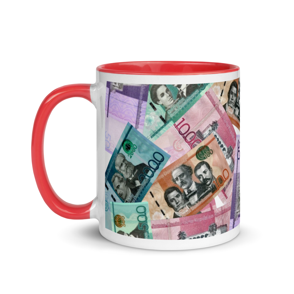Dominican Pesos Mug with Color Inside  - 2020 - DominicanGirlfriend.com - Frases Dominicanas - República Dominicana Lifestyle Graphic T-Shirts Streetwear & Accessories - New York - Bronx - Washington Heights - Miami - Florida - Boca Chica - USA - Dominican Clothing